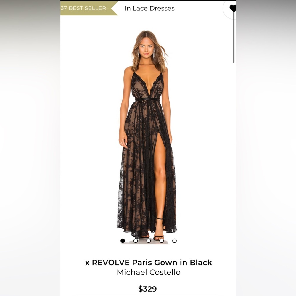 Michael Costello Black Lace Maxi Dress